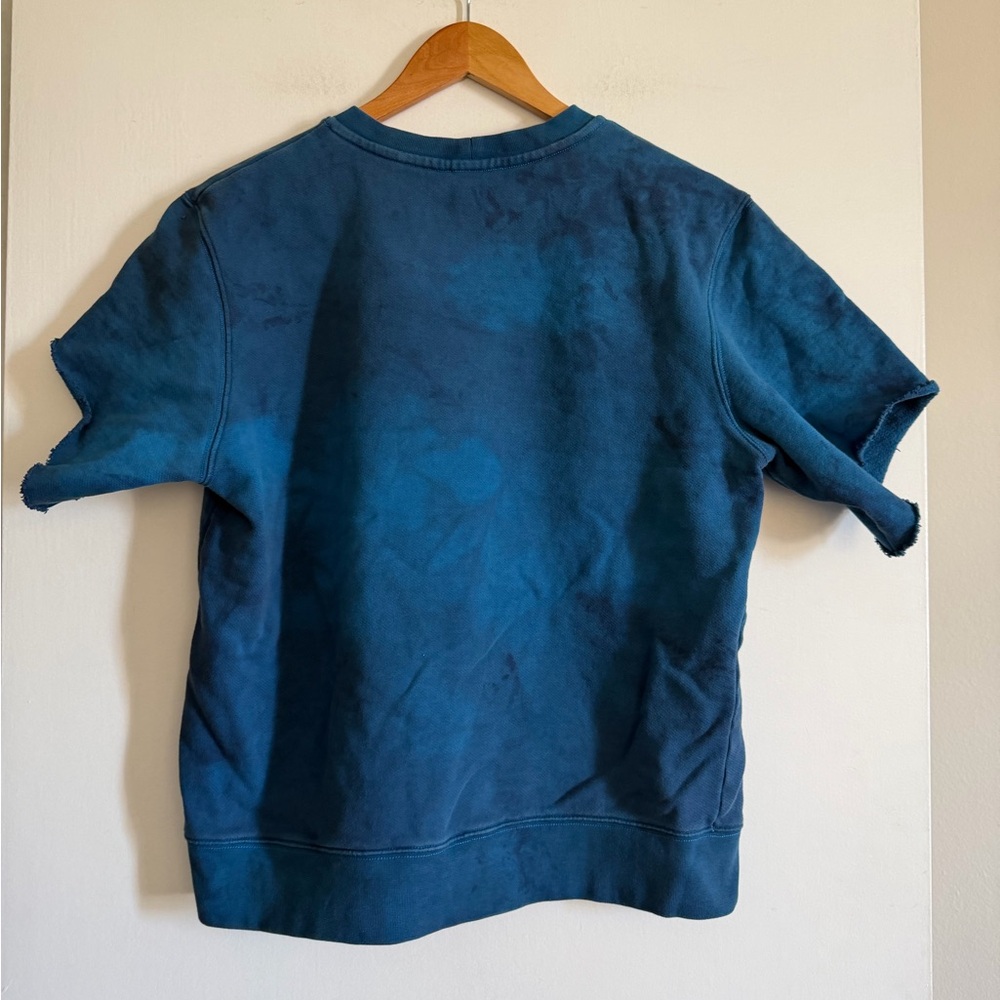 Sandro Paris Blue Tie Dye 'Romance' Terry Cloth Short Sleeve Crewneck Top - Picture 3 of 6